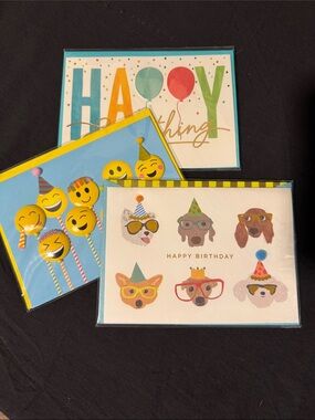 Papyrus | Birthday Card Trio — Blue, Yellow, Red & Green Accents
